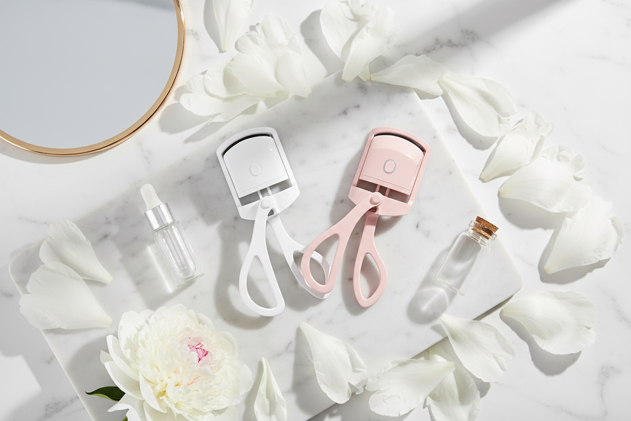 Flat Lay Lifestyle – Heated Eyelash Curlers